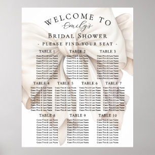Elegante weiße Bogen-Hochzeitsdusche-Sitzordnung Poster