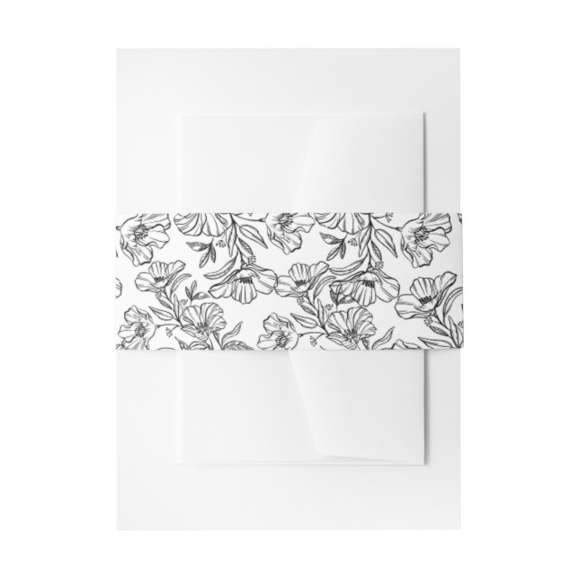 Elegante weiße Botanische Blumenhochzeit Einladungsbanderole (Vorderseite Beispiel)