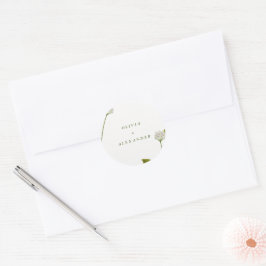 Elegante Weiße Botanische Blumenhochzeit Runder Aufkleber