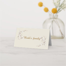Elegante weiße botanische Blüte Elfenbein-Hochzeit Platzkarte