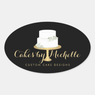 Elegante weiße Cake mit Florals II Cake Decorating Ovaler Aufkleber