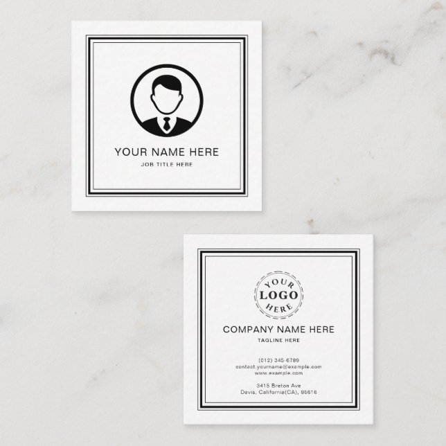 Elegante weiße Calling Card mit schwarzem Script Telefonnummerkarte (Vorne/Hinten)