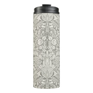 Elegante weiße Damast-Blumen-Himdeko Thermosbecher