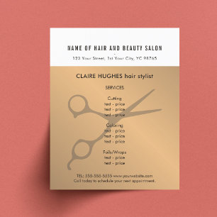 Elegante weiße falsche Gold-Schere Beauty-Salon Flyer