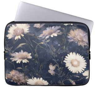 Elegante Weiße Flora und Butterfly Wasserfarbe   i Laptopschutzhülle