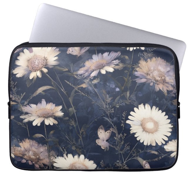 Elegante Weiße Flora und Butterfly Wasserfarbe | i Laptopschutzhülle (Vorderseite)