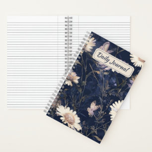 Elegante Weiße Flora und Butterfly Wasserfarbe i Notizbuch