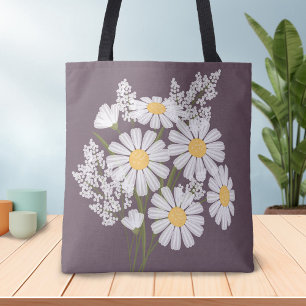 Elegante weiße Floral-Gänseblümchen auf Pflaume