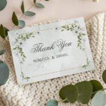 Elegante weiße Floral-Hochzeits-Dankeskarten