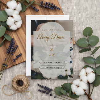 Elegante weiße florale Boho-Hochzeitseinladung  Einladung