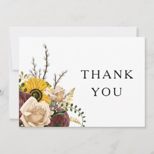 Elegante weiße florale Hochzeit Dankeskarte