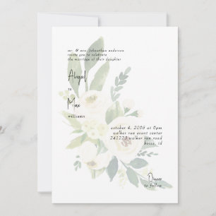 Elegante weiße florale moderne Hochzeitseinladung Einladung