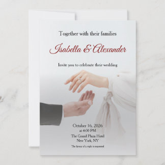 Elegante weiße Foto-Hochzeitseinladung mit Händen Einladung