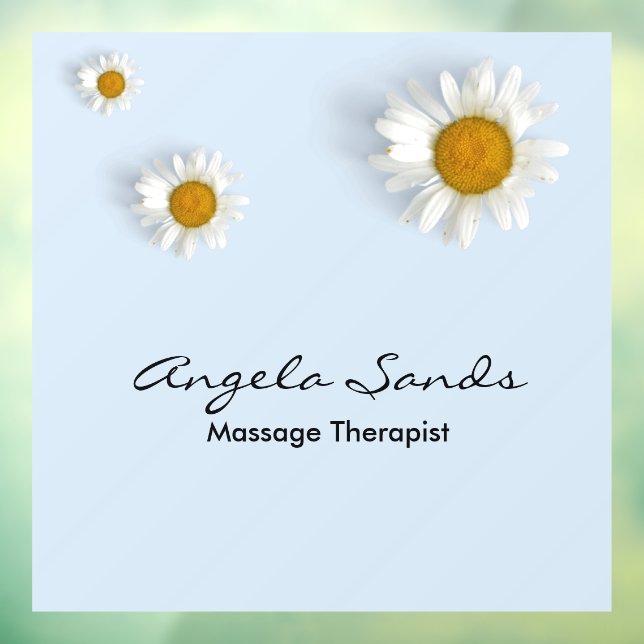 Elegante weiße Gänseblümchen blau Fensteraufkleber (Blatt 3)