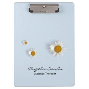Elegante weiße Gänseblümchen blau Klemmbrett