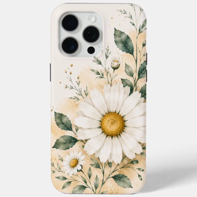 Elegante Weiße Gänseblümchen-Blumen Case-Mate iPhone Hülle (Rückseite)