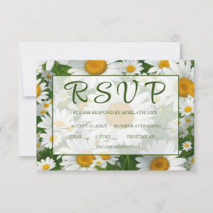 Elegante weiße Gänseblumen RSVP Karte