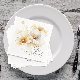 Elegante weiße gelbe Gold-Blumen-Braut-Party Serviette