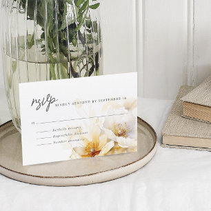 Elegante weiße gelbe Goldblumen RSVP Karte