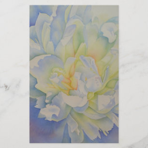 Elegante, weiße, gelbe Perle mit blühender Wasserf Briefpapier