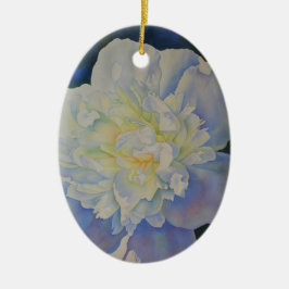 Elegante, weiße, gelbe Perle mit blühender Wasserf Keramik Ornament