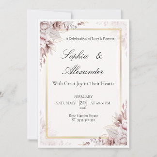 Elegante weiße Gold-Blumen-Hochzeitseinladungsvorl Einladung