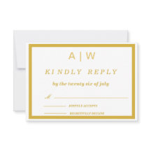 Elegante weiße Gold-Minimal-Hochzeits-RSVP-Karte