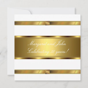 Elegante weiße Goldene 50-Jahres-Jubiläums-Party-V Einladung