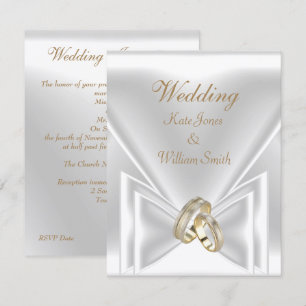 Elegante weiße Goldringe zur Hochzeit Einladung
