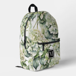 Elegante weiße, grüne Hydrangeas mit Blumen Bedruckter Rucksack