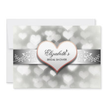 elegante weiße Herzen Brautdusche Einladung