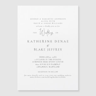 Elegante weiße Hochzeitseinladungsmagnet Magneteinladung