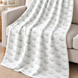 Elegante Weiße Hortensie Teal Fleecedecke