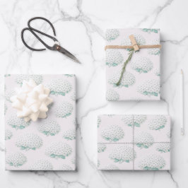 Elegante Weiße Hortensie Türkis Geschenkpapier Set
