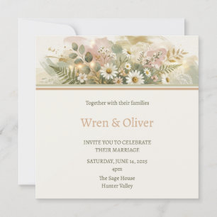 Elegante weiße Hortensien-Blumenhochzeit Einladung