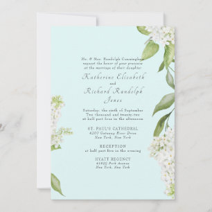 Elegante Weiße Hortensien-Hochzeit Seafoam II Einladung
