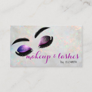 Elegante weiße irisierende Opal Glitter Wimpern Visitenkarte