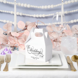Elegante weiße Kalligrafie-Hochzeit Geschenkschachtel
