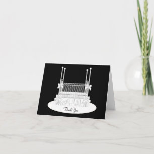Elegante weiße Kinderbett-Babyshower-Dankeskarten Dankeskarte