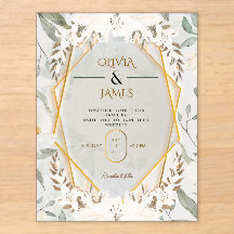 Elegante weiße Lilien-Blumen-Geometrie-Goldene Hoc