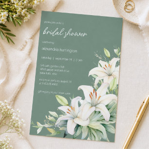 Elegante weiße Lilien Brautdusche Einladung