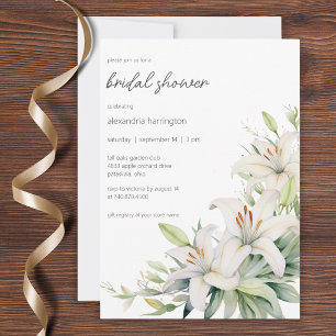 Elegante weiße Lilien Brautparty Einladung