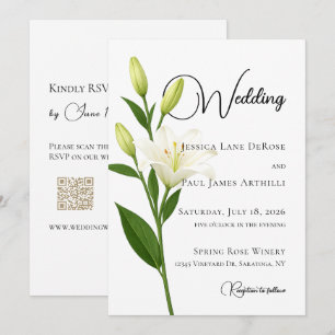 Elegante weiße Lilien-Hochzeitseinladung Einladung