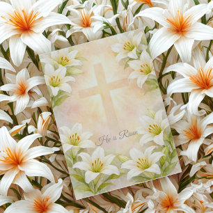 Elegante weiße Lilienkreuz-Oster-Christen-Religion Feiertagskarte