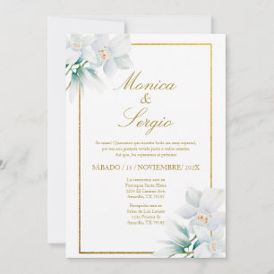 Elegante weiße liliy Hochzeit Einladung in Spanisc