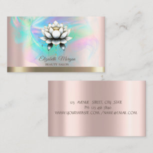 Elegante weiße Lotus- und holografische Tinte auf  Visitenkarte