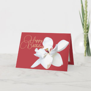 Elegante weiße Magnolie Botanische farbenfrohe Geb Karte