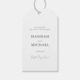 Elegante, weiße, minimale Hochzeit Geschenkanhänger