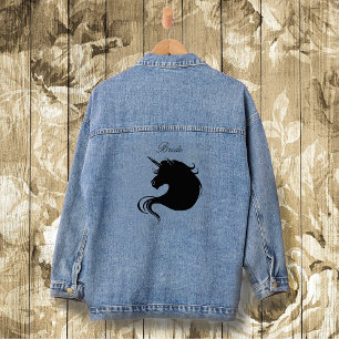 Elegante weiße minimalistische Einhorn-Hochzeit Jeansjacke