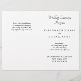 Elegante weiße minimalistische Hochzeitsprogramme